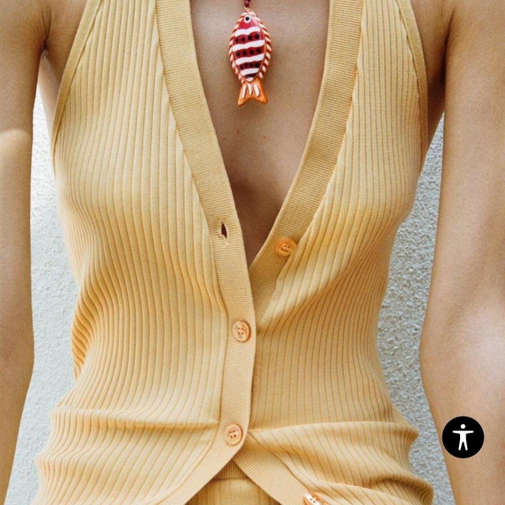 Zara Fish Cord Necklace, Orange, NWT